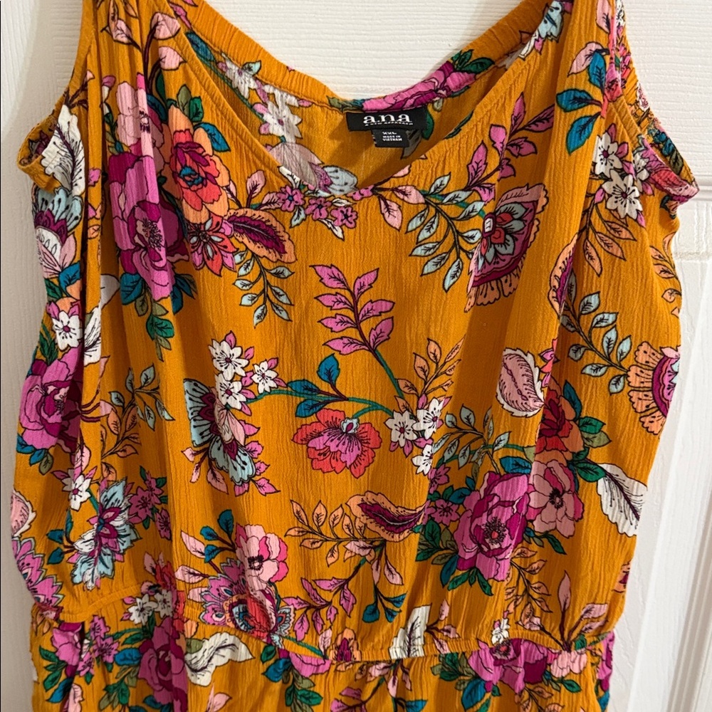 a.n.a Mustard Floral Jumpsuit